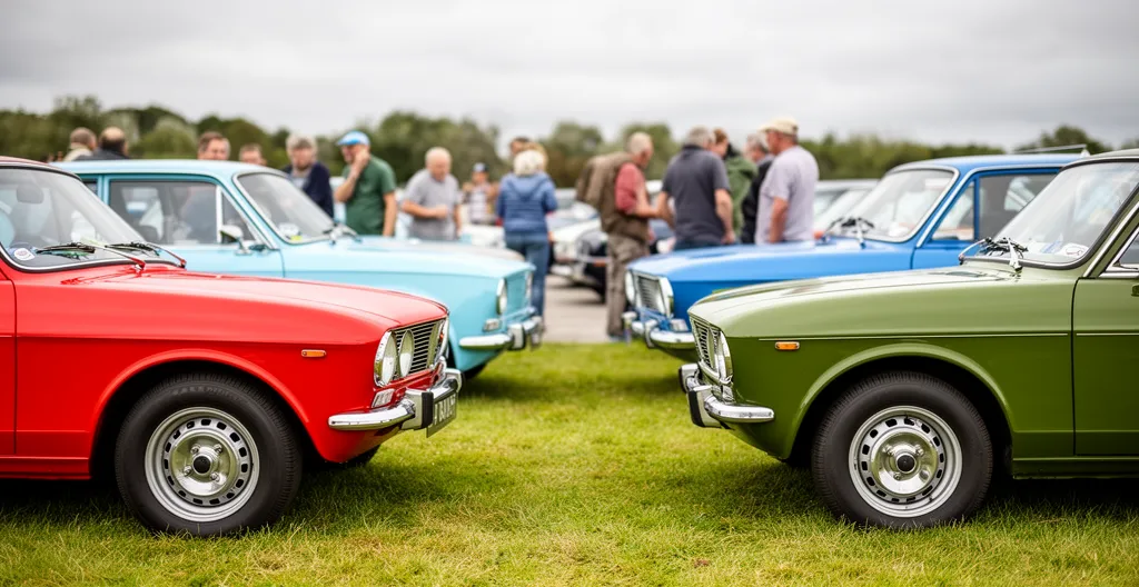 Rassemblement de véhicules de collection en extérieur avec propriétaires